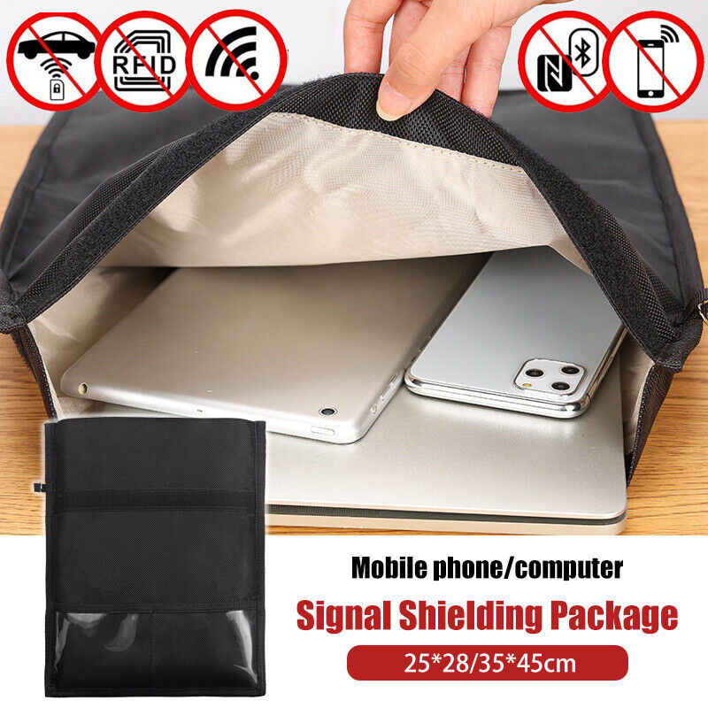 Phone Cases Eco Friendly - RFIDシールドブロッキングポーチケース、追跡防止ファラデーバッグ、携帯電話、デバイス、大型財布ケース、IDカード、車のキー用、ブラック