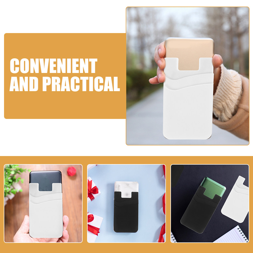 Card Holder Slim Case - 3個入りシリコン製携帯電話カードホルダー、携帯電話ケース裏面に貼り付け可能、軽量で持ち運びに便利、スリムなデザイン、しっかりと固定可能
