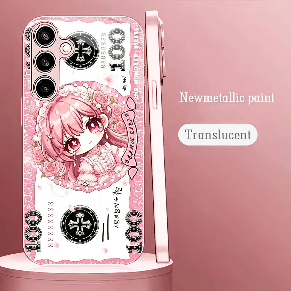 Phone Cases Quad Lock - 可愛い日本の漫画風紙幣デザインのスマホケース S26 Ultraケース クアッドロック フォンケース ガラス製