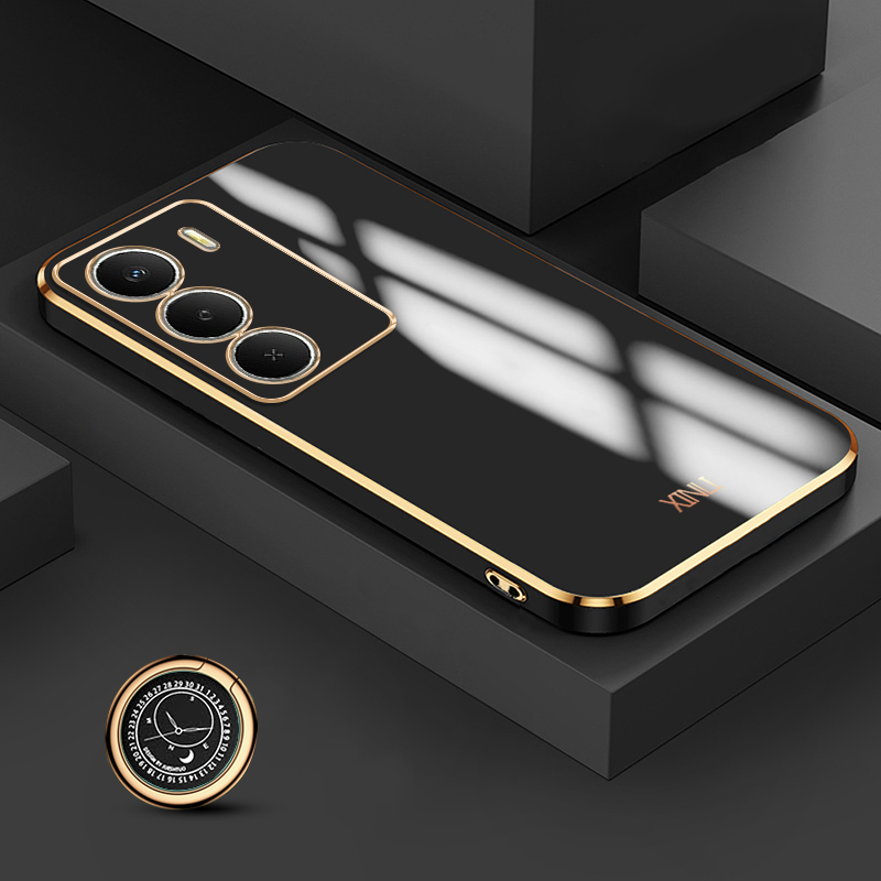 Luxury Plating Case - Biruiqu for Realme 14X バックカバー 高級6Dメッキフレーム