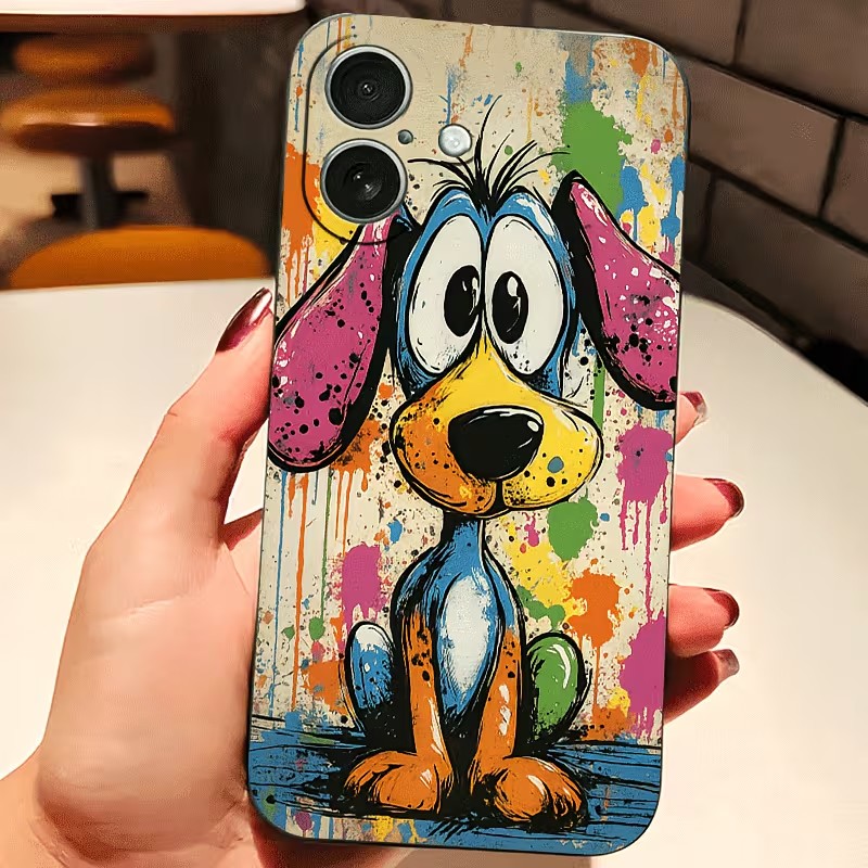 Phone Cases Iphone 14 - 落書きカラーの子犬柄TPUスマホケース iPhone 17 16 15 14