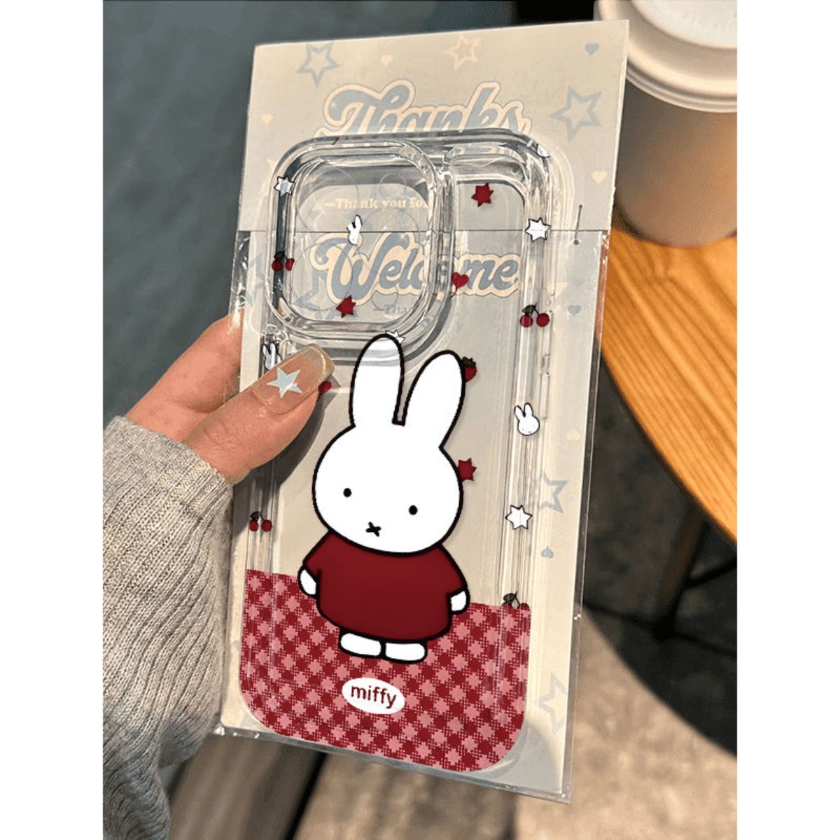 Phone Cases Rubber - かわいいミッフィーウサギのスマホケース、漫画風チェリープリントのスマホケース、16ProMax/15/14対応、シンプルなソフトラバー、13/12対応