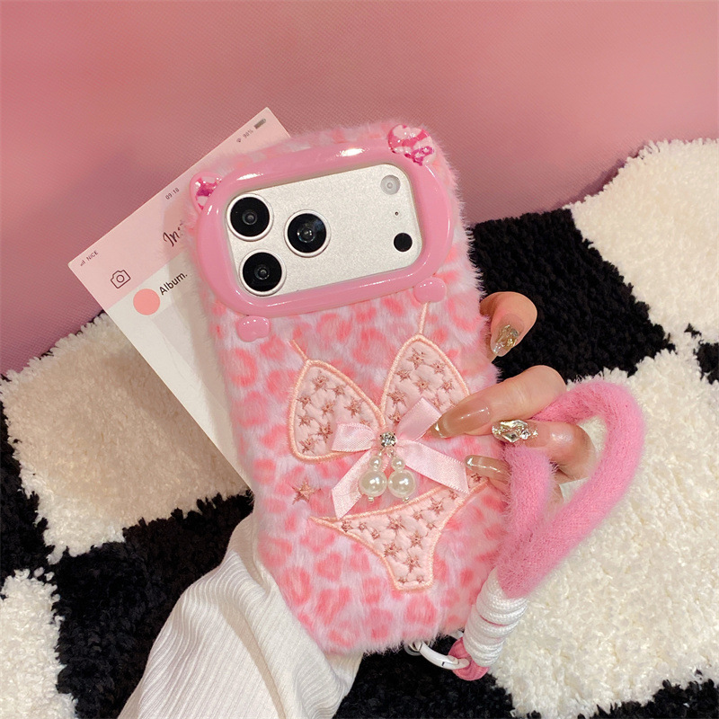 Phone Cases Iphone 14 - 高級感のあるレオパード柄ビキニプリントのぬいぐるみ風スマホケース iPhone 17 Air 16 15