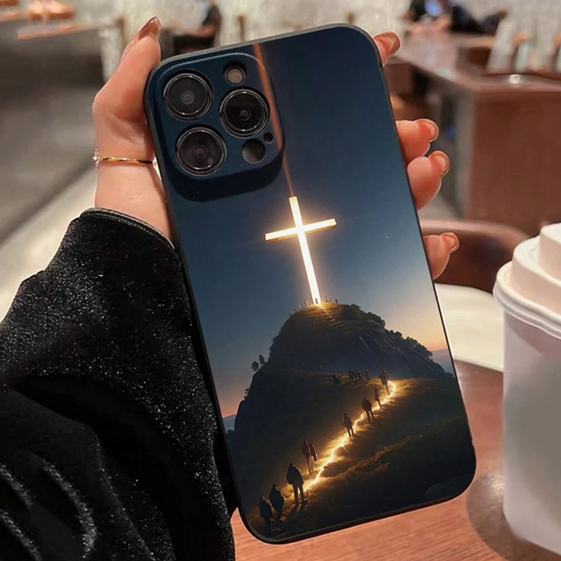 Phone Cases Jesus - イエスクロス塗装電話ケース Iphone 16e 16 15 14