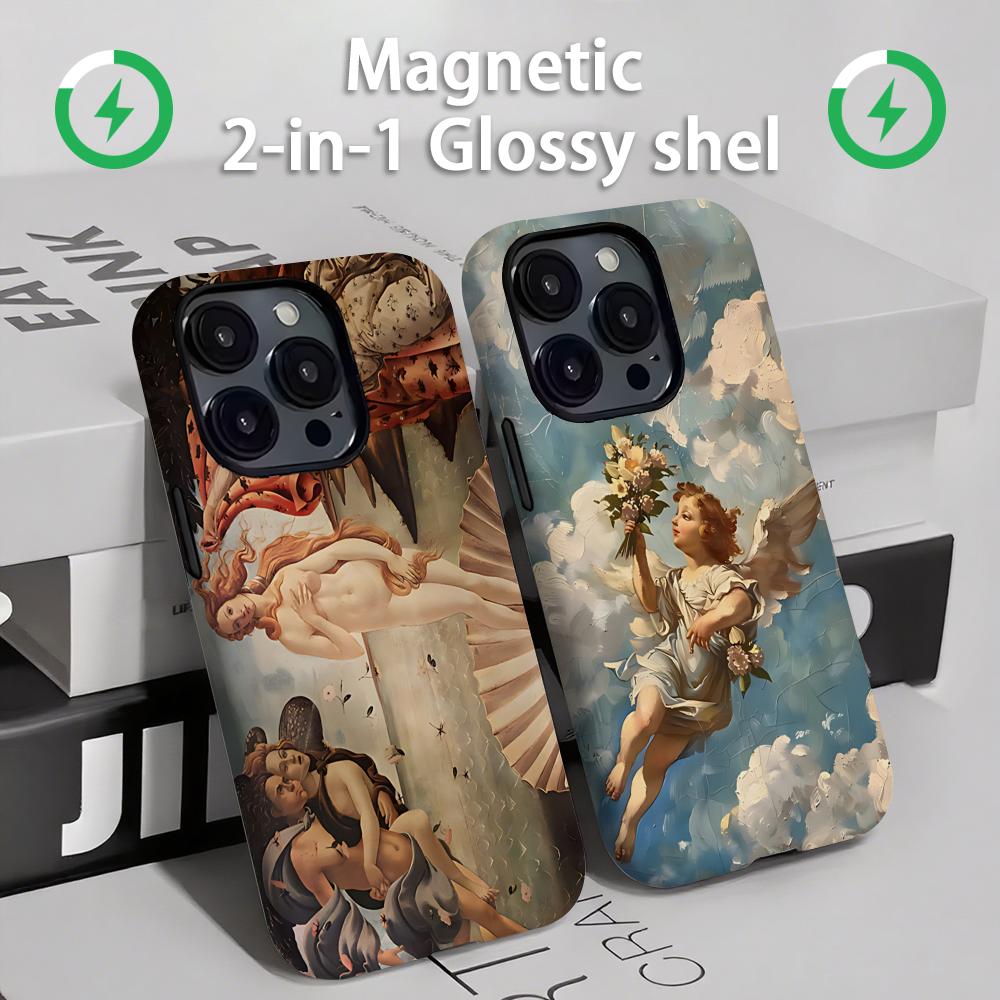 Phone Cases Magnetic - ルネサンス美術絵画柄 磁気2-in-1 光沢シェル iPhone 16e 16