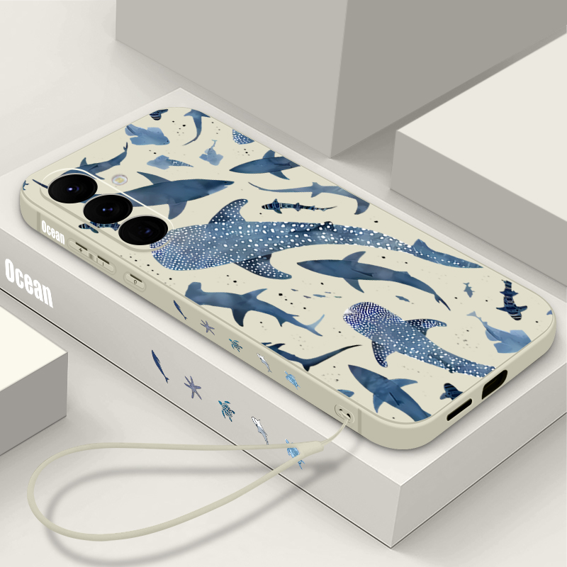 Phone Cases Samsung A14 - クジラ柄のランヤードケース Samsung Galaxy A17 A56 A55