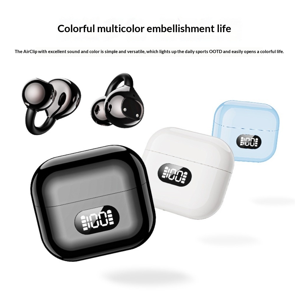 Phone Cases On Amazon - 新しいワイヤレスクリップオンイヤホン デジタルディスプレイ Bluetoothヘッドホン 6.0 インテリジェントノイズリダクション ノンインイヤー