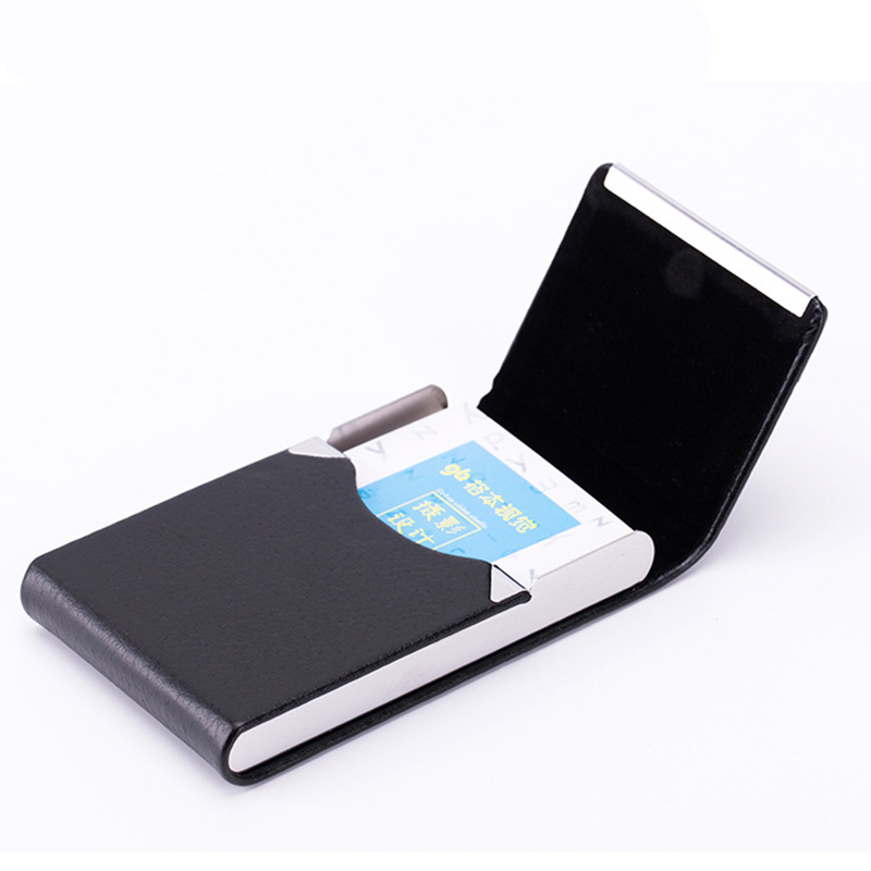 男性用名刺入れ,スリム,ブラック,1ピース,合成皮革,金属ポ - Card Holder Slim Case のレビューと価格