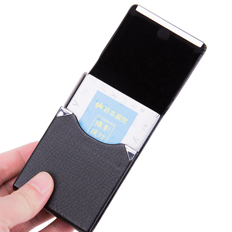 男性用名刺入れ,スリム,ブラック,1ピース,合成皮革,金属ポ - Card Holder Slim Case のレビューと価格