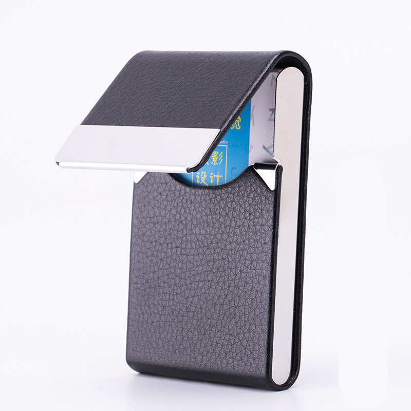 男性用名刺入れ,スリム,ブラック,1ピース,合成皮革,金属ポ - Card Holder Slim Case のレビューと価格