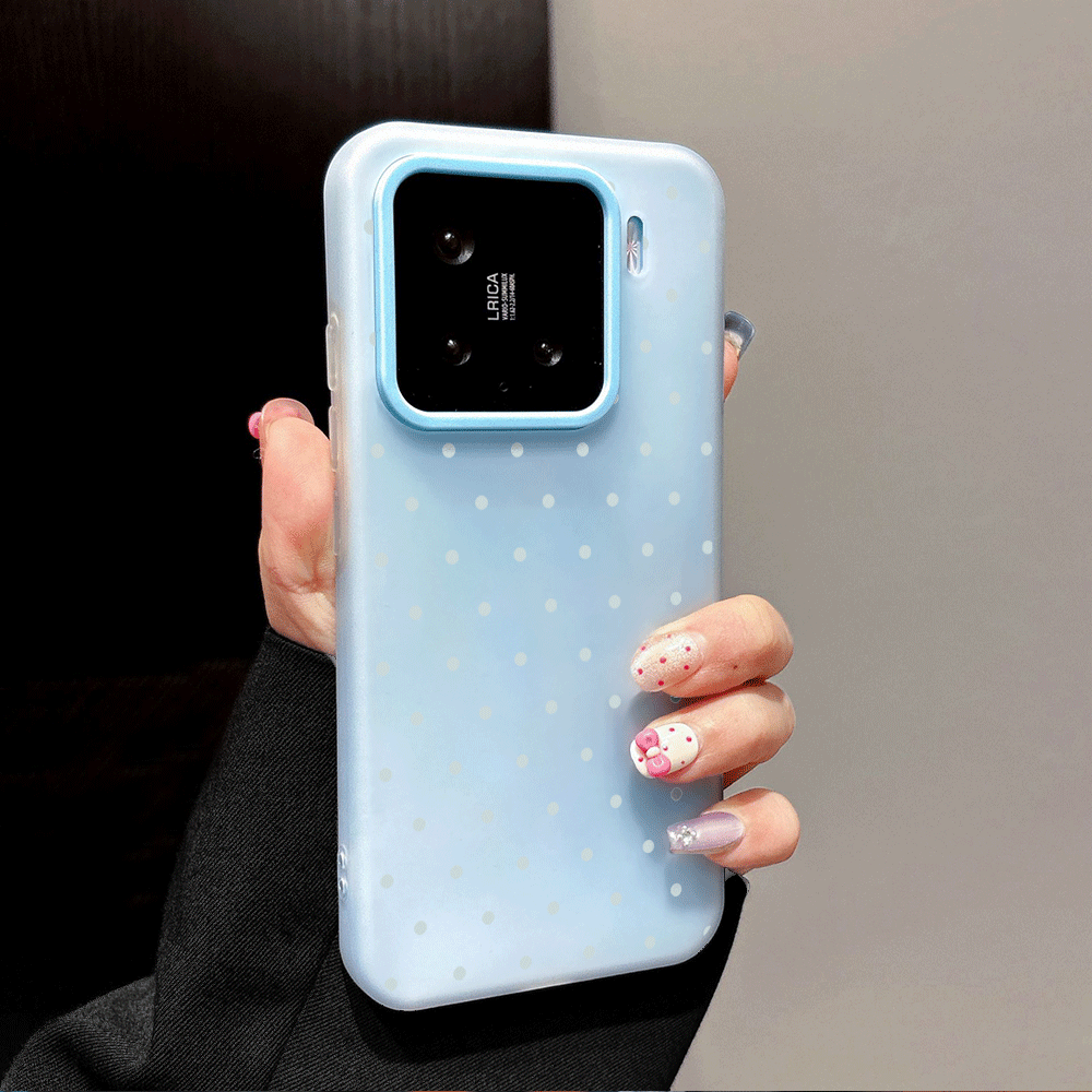 愛らしいライトブルーの水玉模様のスマホケース Xiaomi  - Phone Cases Xiaomi のレビューと価格