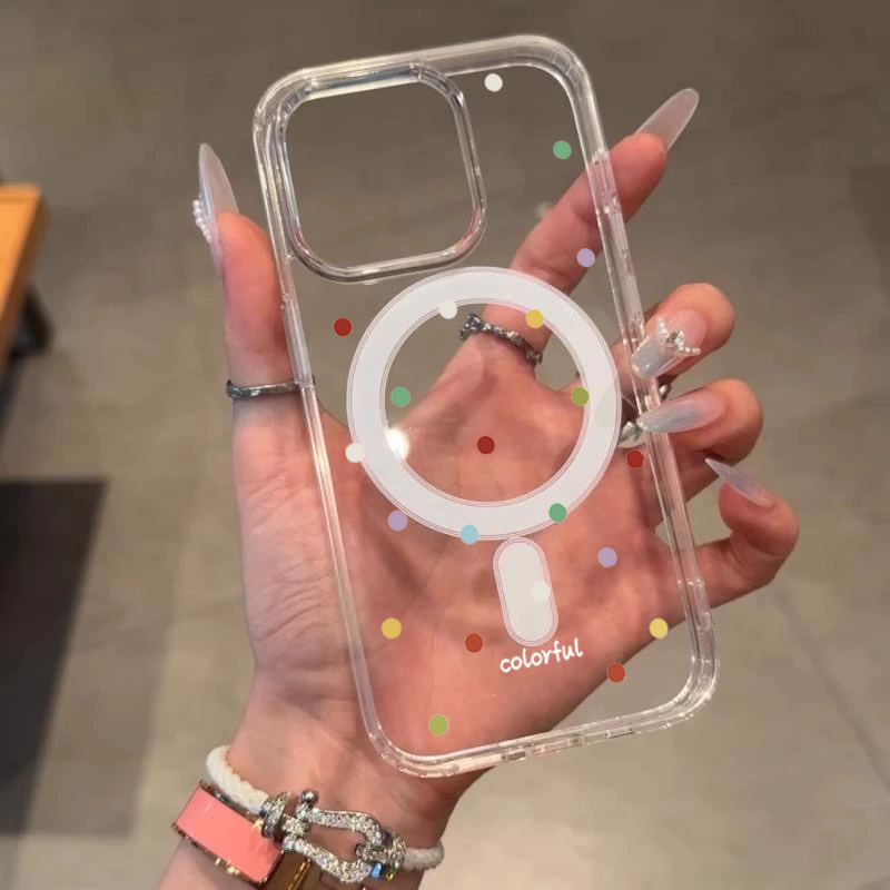 INS韓国クリエイティブカラーウェーブドット柄スマホケース  - Phone Cases Magnetic のレビューと価格