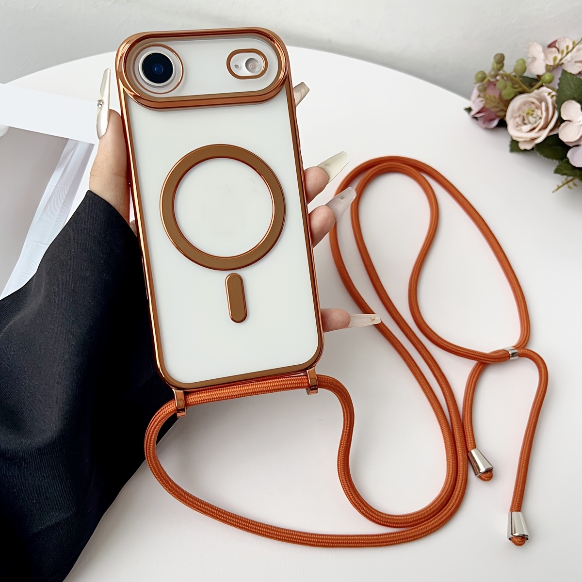 高級ネックレスコードロープストラップメッキ磁気クリアフォンケ - Luxury Plating Case のレビューと価格