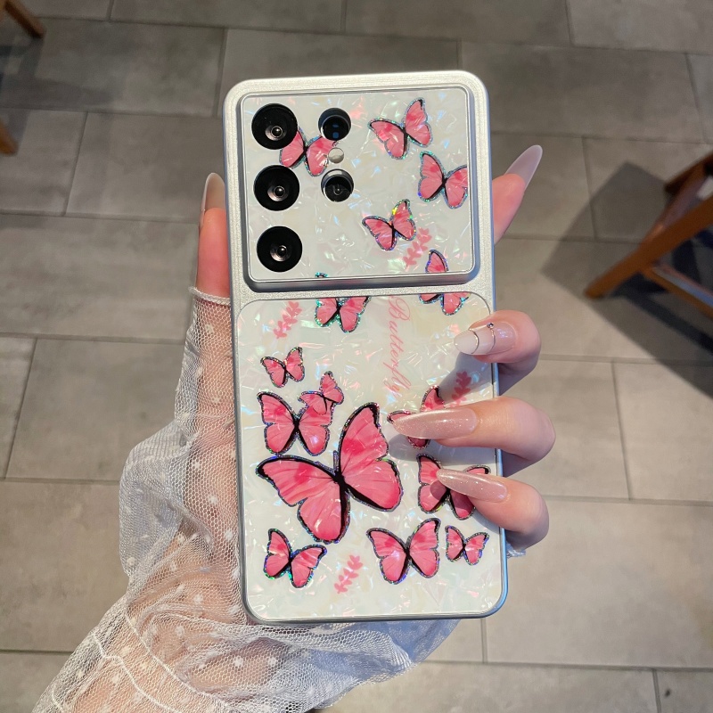 高級バタフライオーロラシェルパターンケース Samsung  - Luxury Plating Case のレビューと価格