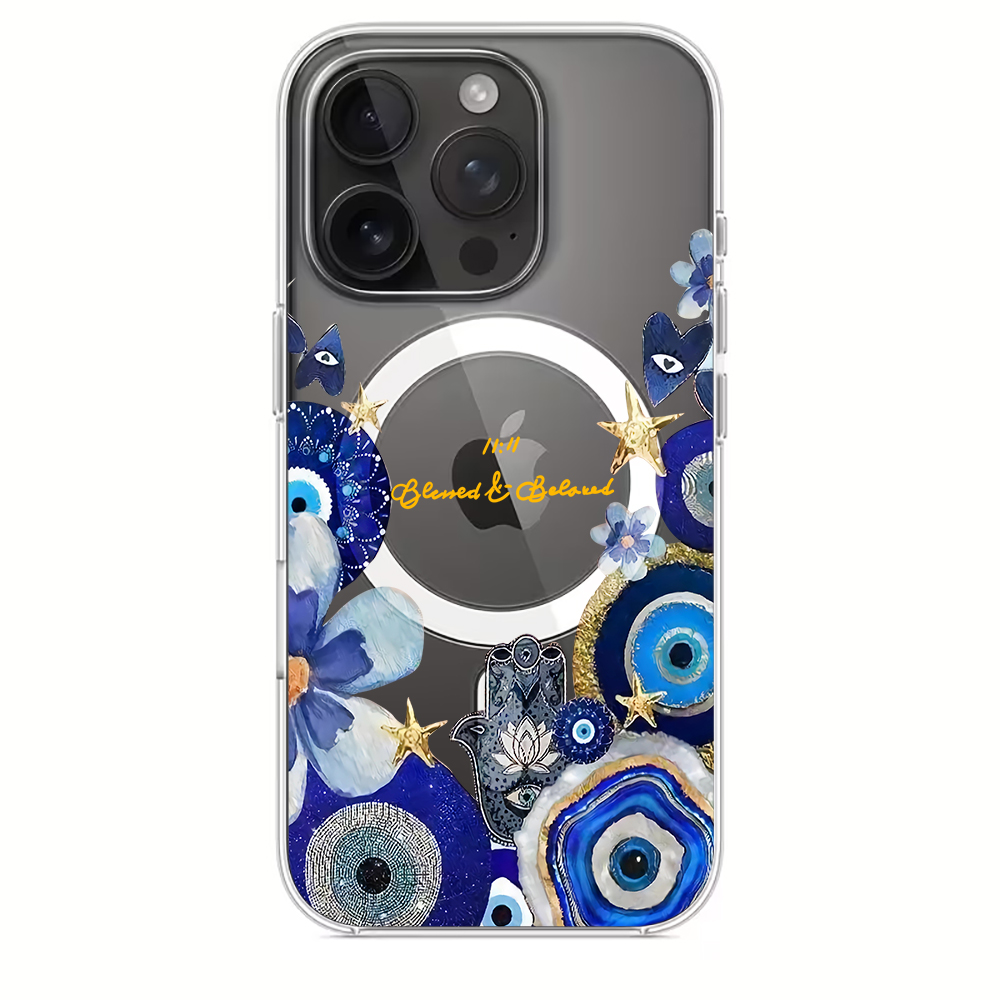 青い邪眼と花柄のiPhoneケース iPhone 17 14 - Phone Cases Magnetic のレビューと価格