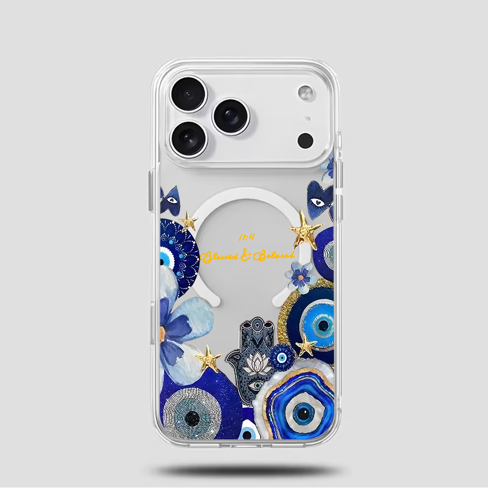 青い邪眼と花柄のiPhoneケース iPhone 17 14 - Phone Cases Magnetic のレビューと価格