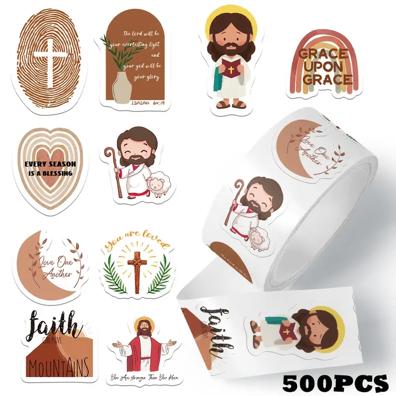 500枚/ロール イエスステッカー 精巧な装飾素材 携帯電話 - Phone Cases Jesus のレビューと価格