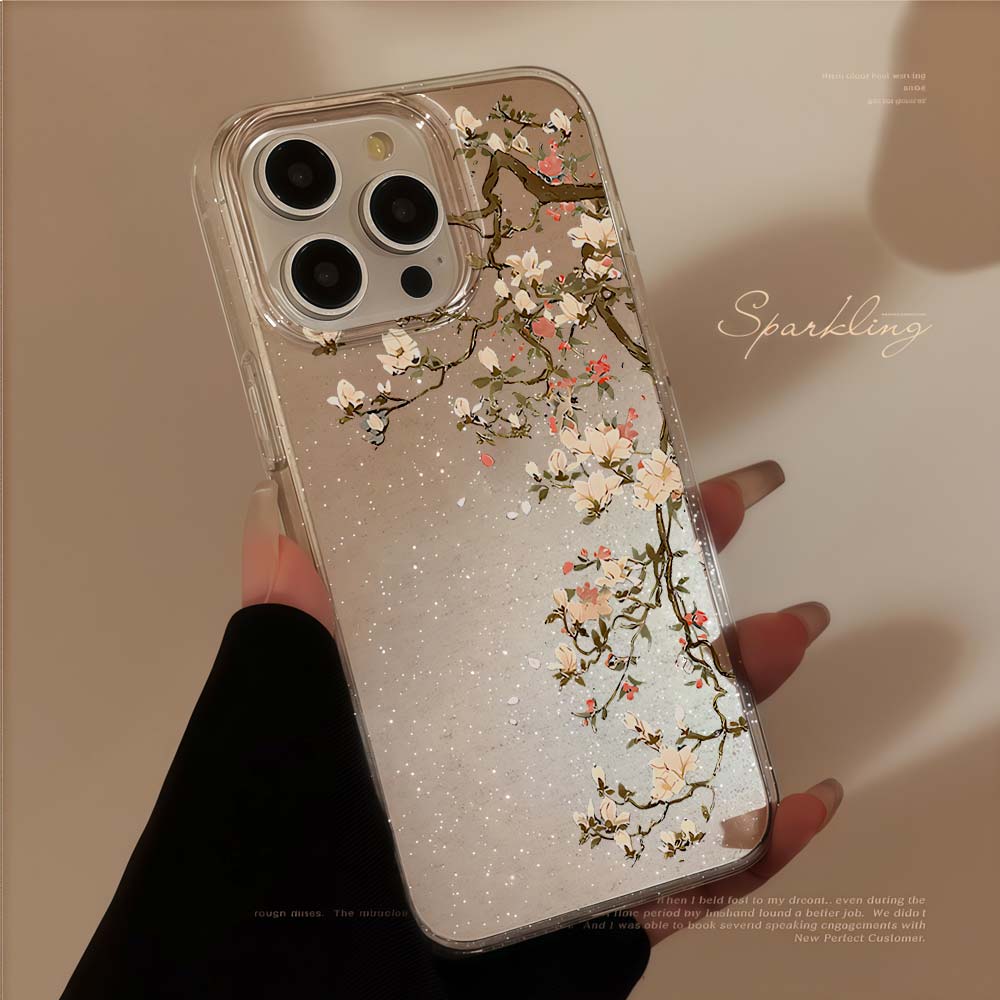 ヴィンテージマグノリアフラワーグリッターフォンケース iPh - Phone Cases Xr のレビューと価格