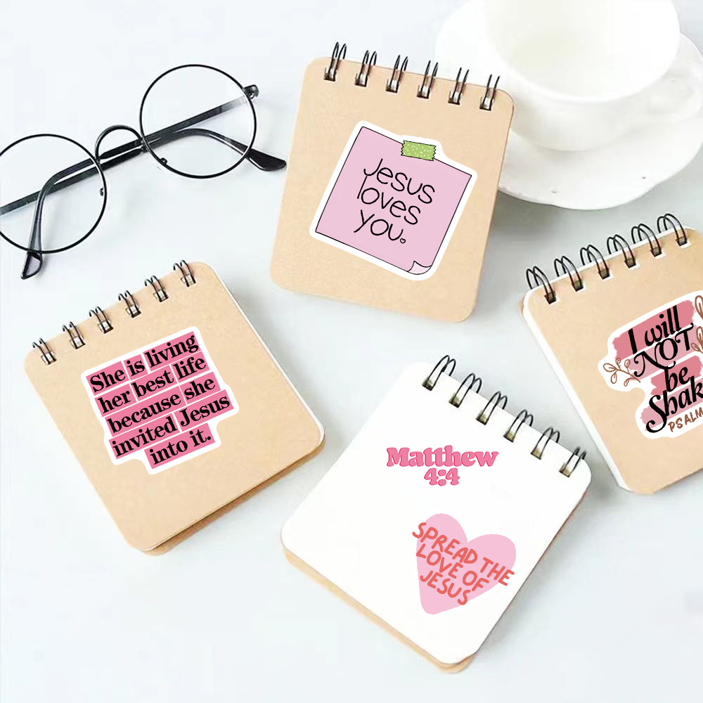50/100 個ピンク聖書イエス落書きステッカーイースターフ - Phone Cases Jesus のレビューと価格