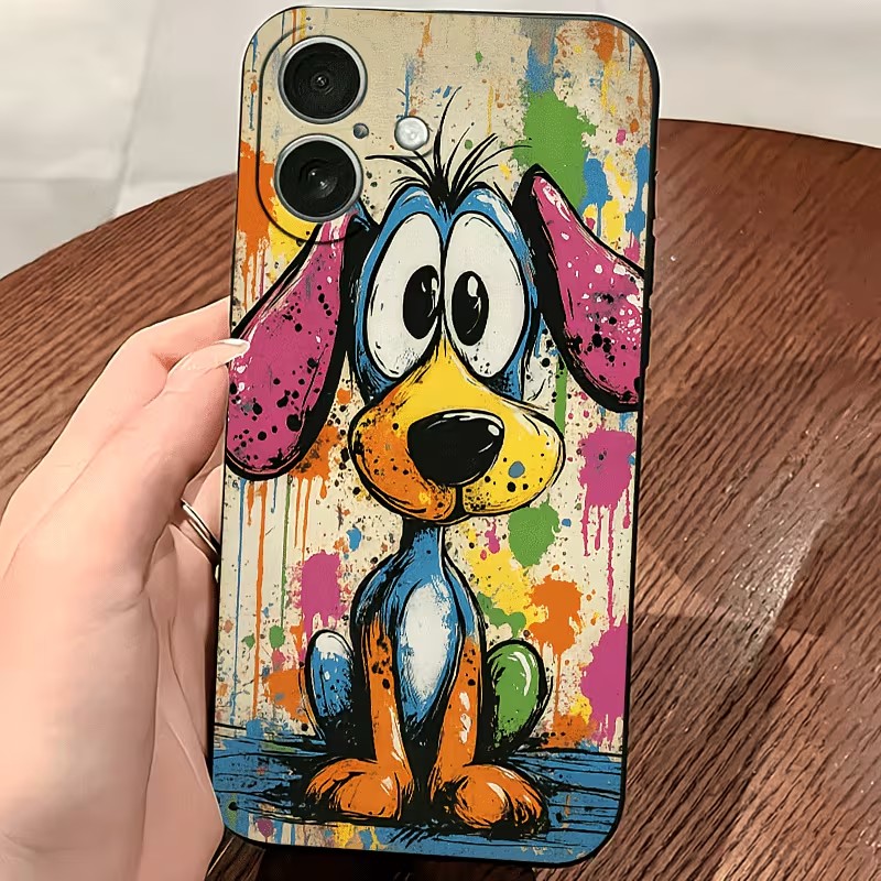 落書きカラーの子犬柄TPUスマホケース iPhone 17  - Phone Cases Iphone 14 のレビューと価格