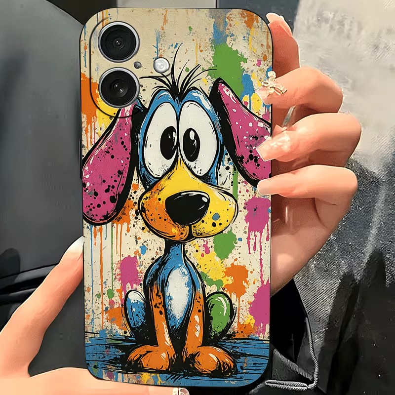 落書きカラーの子犬柄TPUスマホケース iPhone 17  - Phone Cases Iphone 14 のレビューと価格
