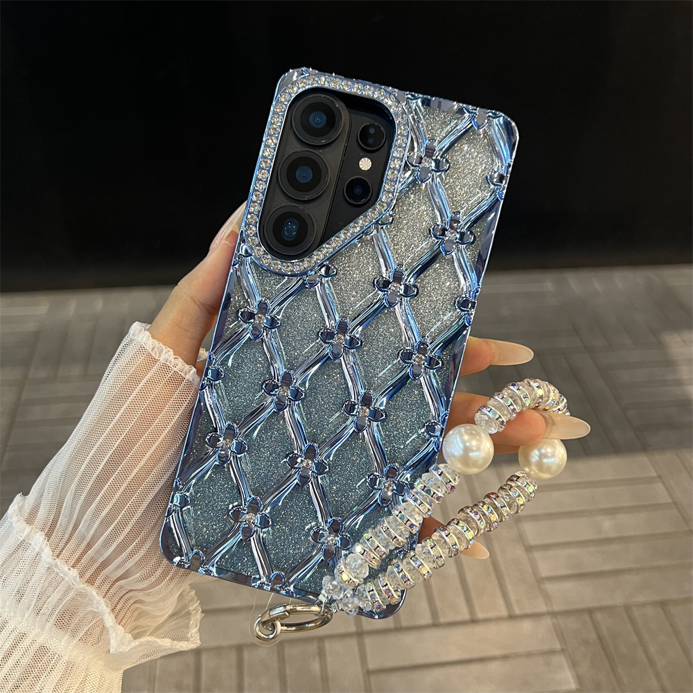 高級メッキフラワーグリッターラインストーンブレスレット付きス - Luxury Plating Case のレビューと価格