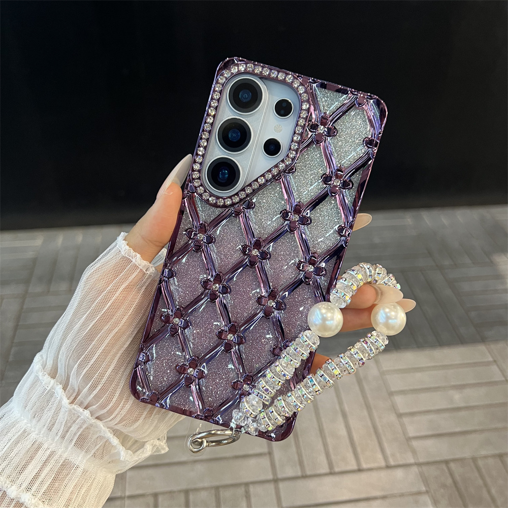 高級メッキフラワーグリッターラインストーンブレスレット付きス - Luxury Plating Case のレビューと価格