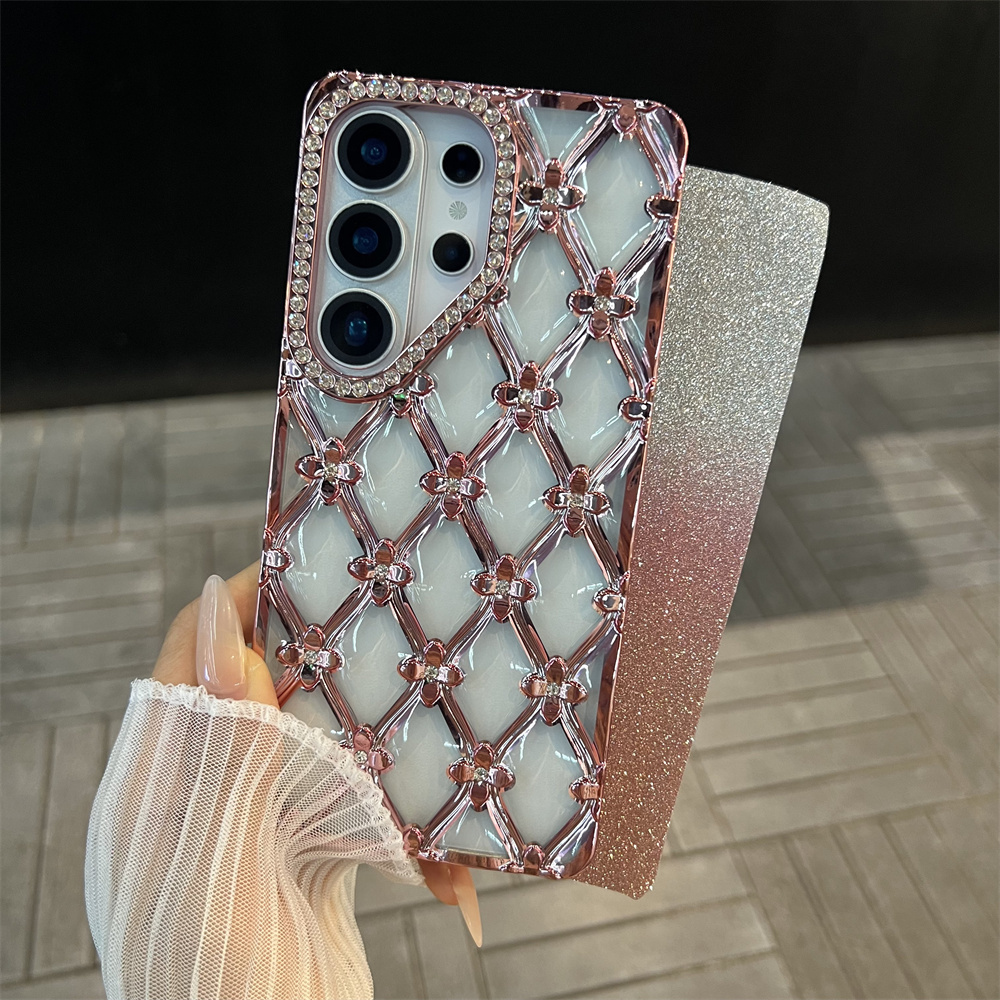 高級メッキフラワーグリッターラインストーンブレスレット付きス - Luxury Plating Case のレビューと価格