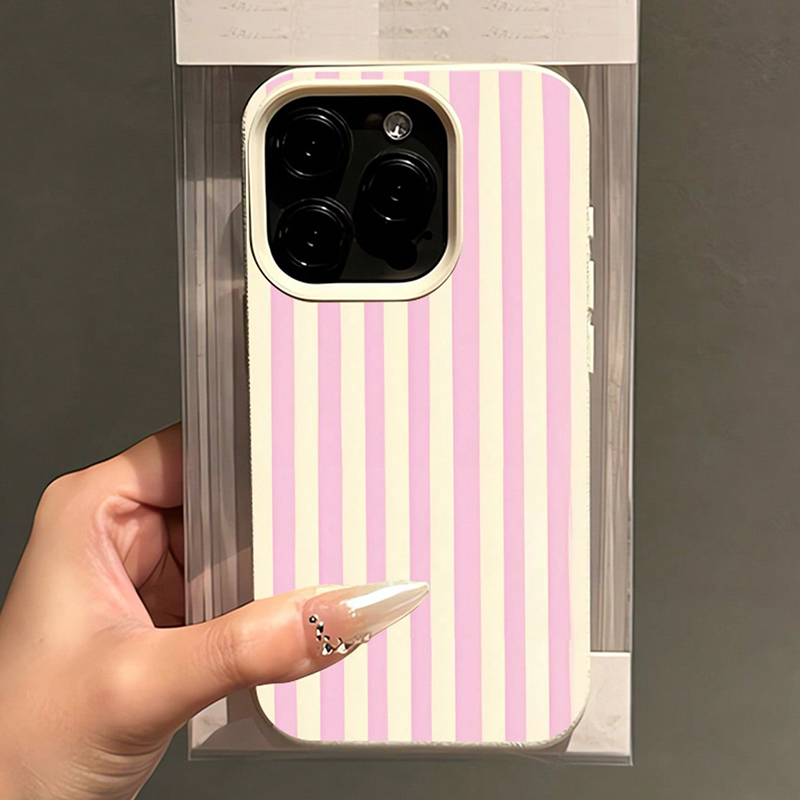 シンプルなピンクの縦縞ライチ柄スマホケース iPhone 1 - Phone Cases Xr のレビューと価格