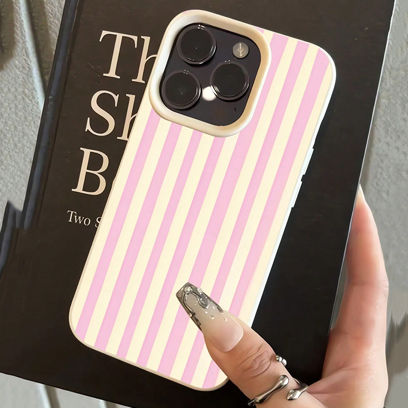 シンプルなピンクの縦縞ライチ柄スマホケース iPhone 1 - Phone Cases Xr のレビューと価格