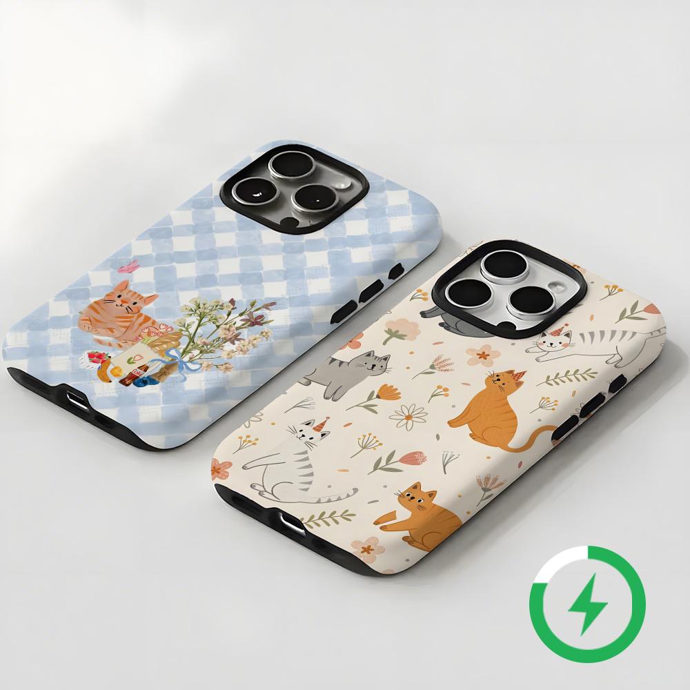 かわいい猫と犬のスマホケース マグネット式 2-in-1 光 - Phone Cases Magnetic のレビューと価格