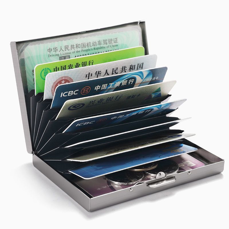 OUIO ​ RFIDブロッキングステンレススチールカードホ - Card Holder Slim Case のレビューと価格