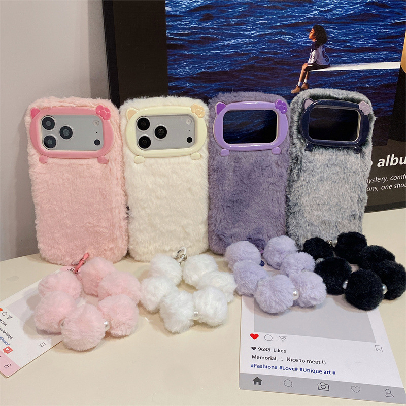 高級感のある無地のファー素材のプラッシュフォンケース iPh - Phone Cases Iphone 14 のレビューと価格