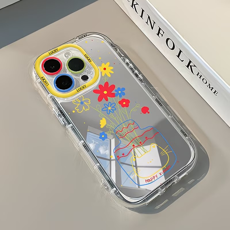 夏のデイジー柄猫花瓶デザインミラー付きスマホケース iPho - Phone Cases Xr のレビューと価格