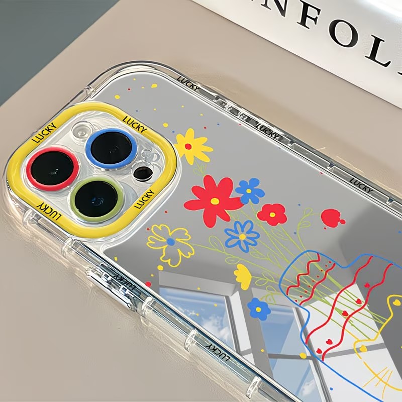 夏のデイジー柄猫花瓶デザインミラー付きスマホケース iPho - Phone Cases Xr のレビューと価格