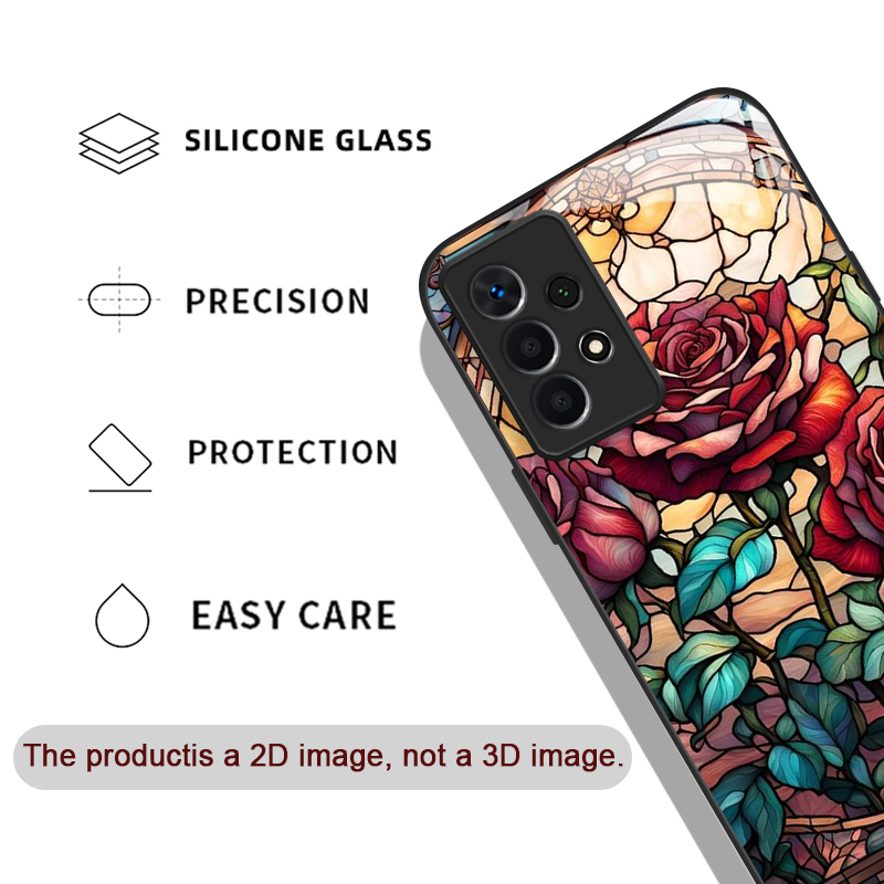 カラフルなガラス風ローズ柄強化ガラス製スマホケース、Sams - Phone Cases Samsung A14 のレビューと価格