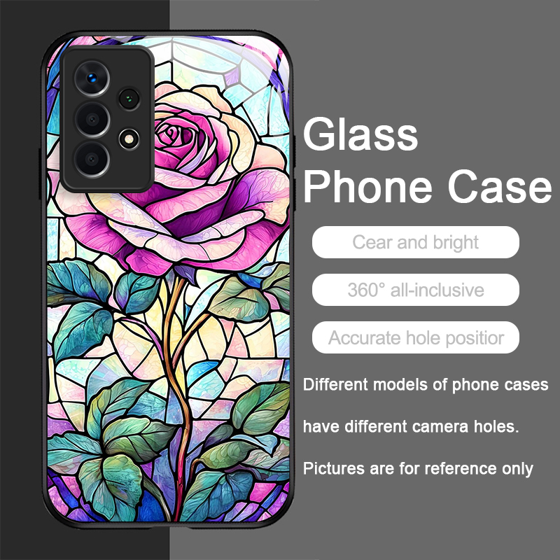 カラフルなガラス風ローズ柄強化ガラス製スマホケース、Sams - Phone Cases Samsung A14 のレビューと価格
