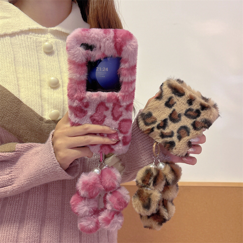 ファッションレオパード柄ふわふわプラッシュリストストラップ付 - Phone Cases For Samsung のレビューと価格