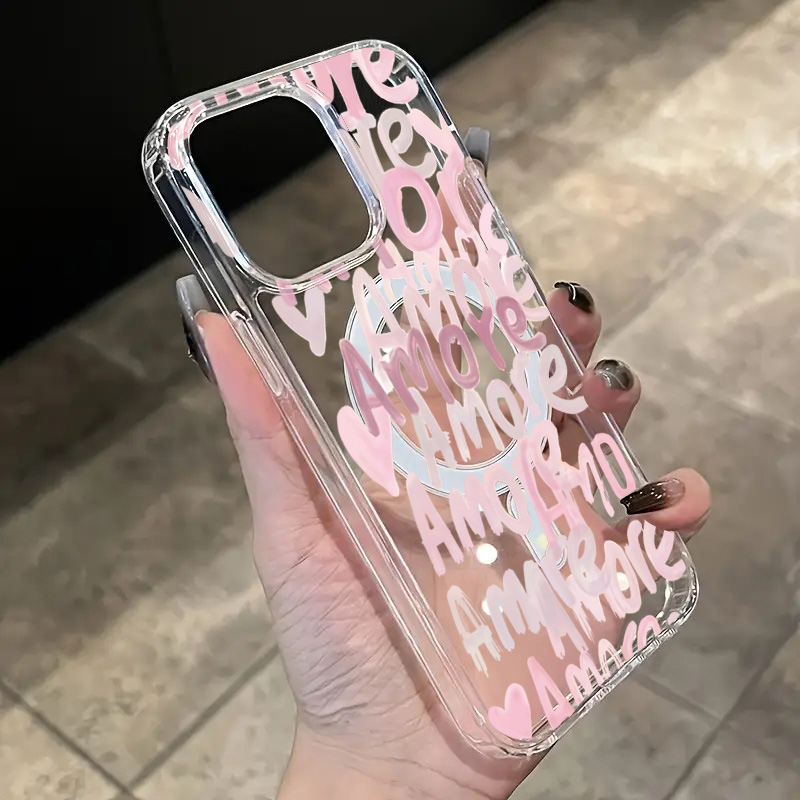 アモーレ・ラブ ロマンティックピンクレタリング iPhone - Phone Cases Magnetic のレビューと価格