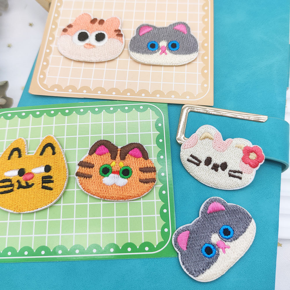 刺繍入り猫の頭のパッチ,粘着性,装飾的なリングケース,バッグ - Phone Cases Eco Friendly のレビューと価格