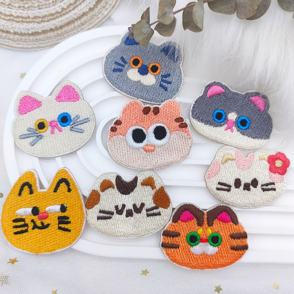 刺繍入り猫の頭のパッチ,粘着性,装飾的なリングケース,バッグ - Phone Cases Eco Friendly のレビューと価格