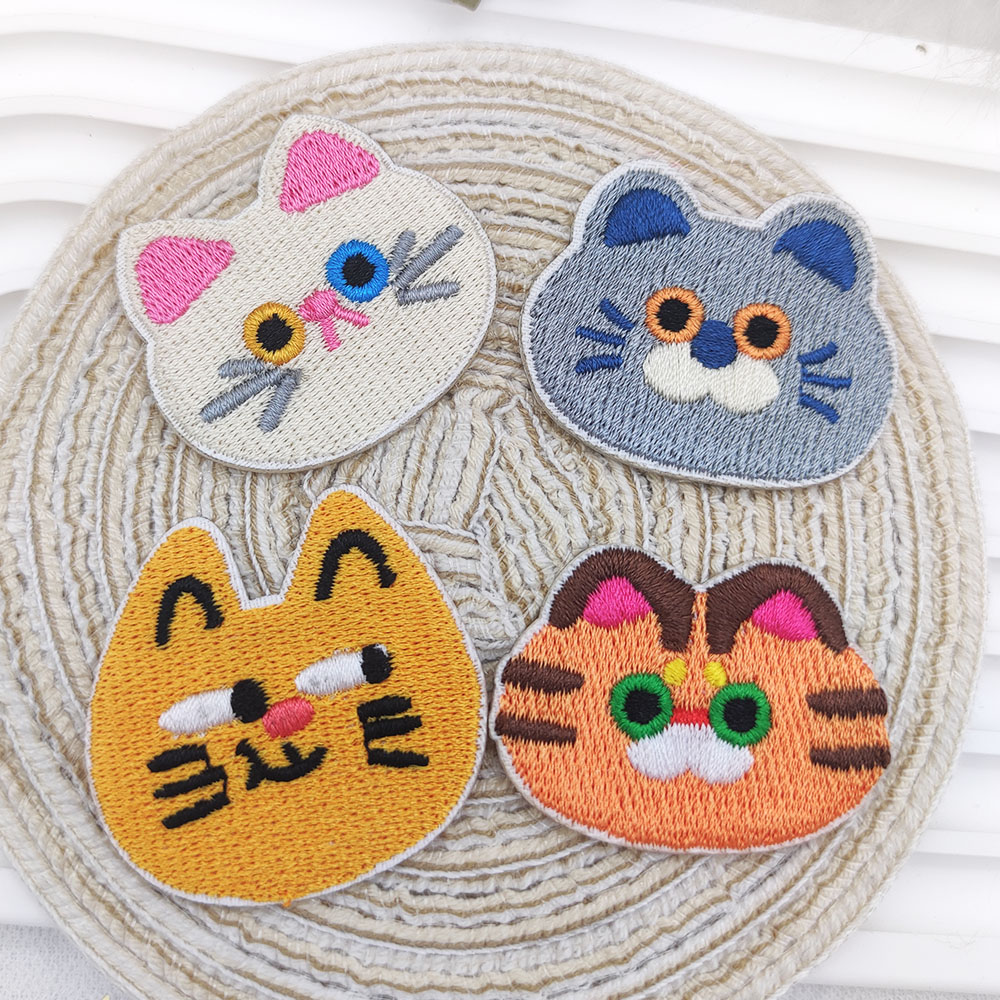 刺繍入り猫の頭のパッチ,粘着性,装飾的なリングケース,バッグ - Phone Cases Eco Friendly のレビューと価格