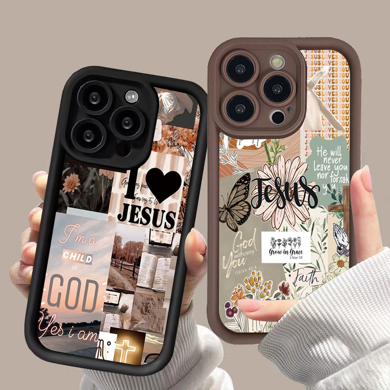 イエスコラージュパターン厚い耐衝撃電話ケース iphone  - Phone Cases Jesus のレビューと価格