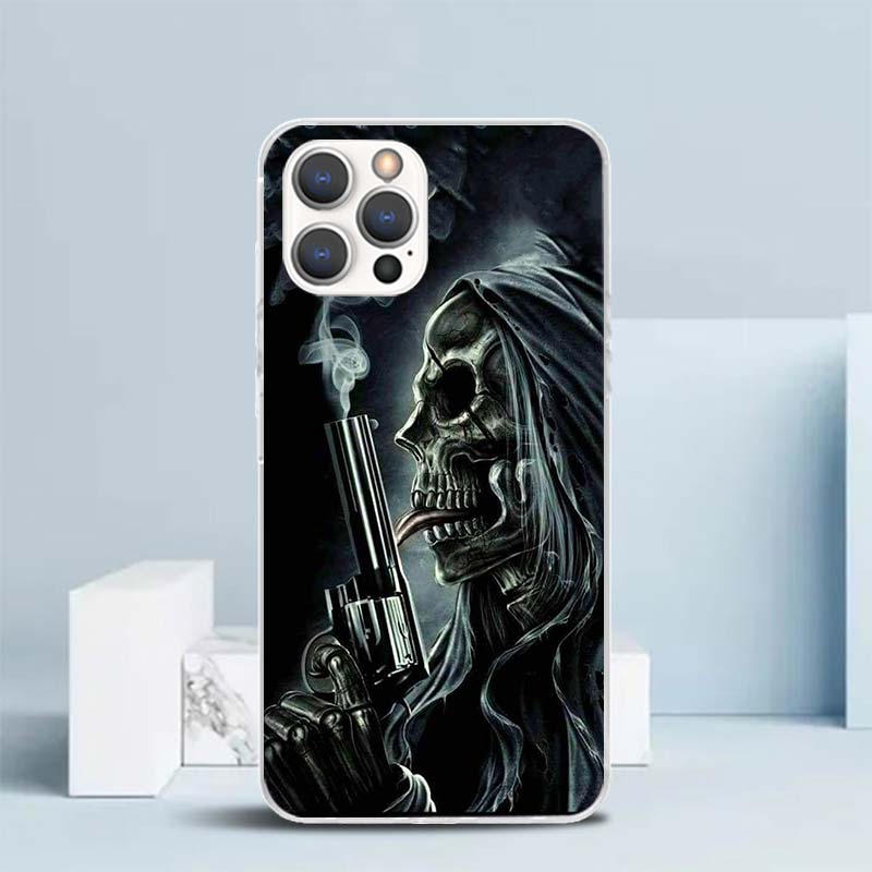 死神の頭蓋骨と銃柄のソフトカバー iPhone 16 17  - Phone Cases That Fit Iphone 16E のレビューと価格