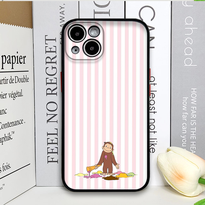 漫画風ストライプ柄の猿が猫を抱くiPhoneケース iPho - Phone Cases Iphone 14 のレビューと価格